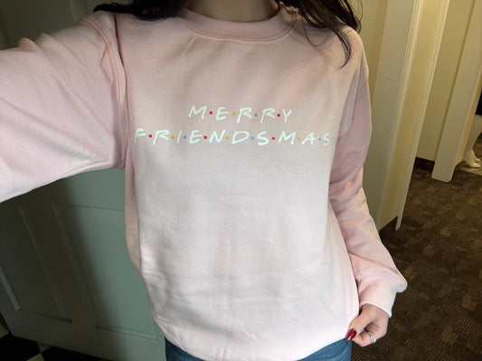 Blonde Ambition Merry Friendsmas Crewneck Pink