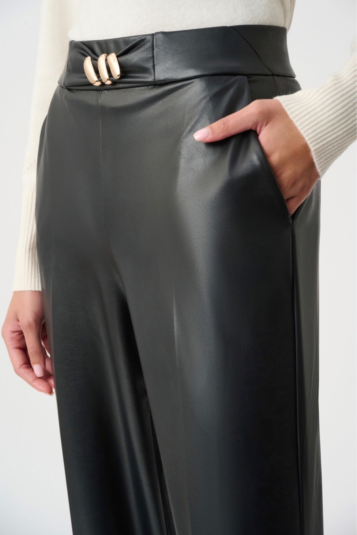 Joseph Ribkoff Leatherette Wide-Leg Pull-On Pants 263063