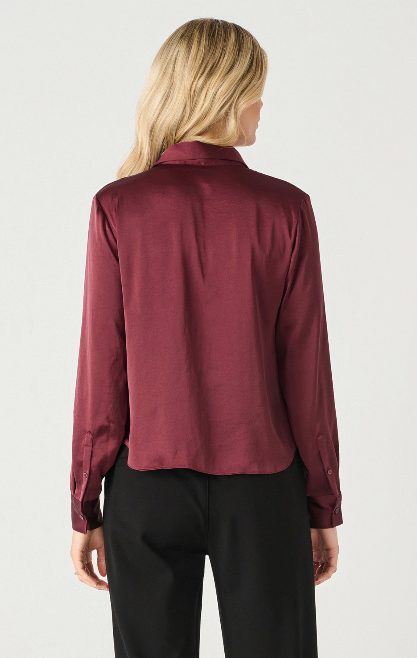 Black Tape Flowy Satin Blouse Burgundy