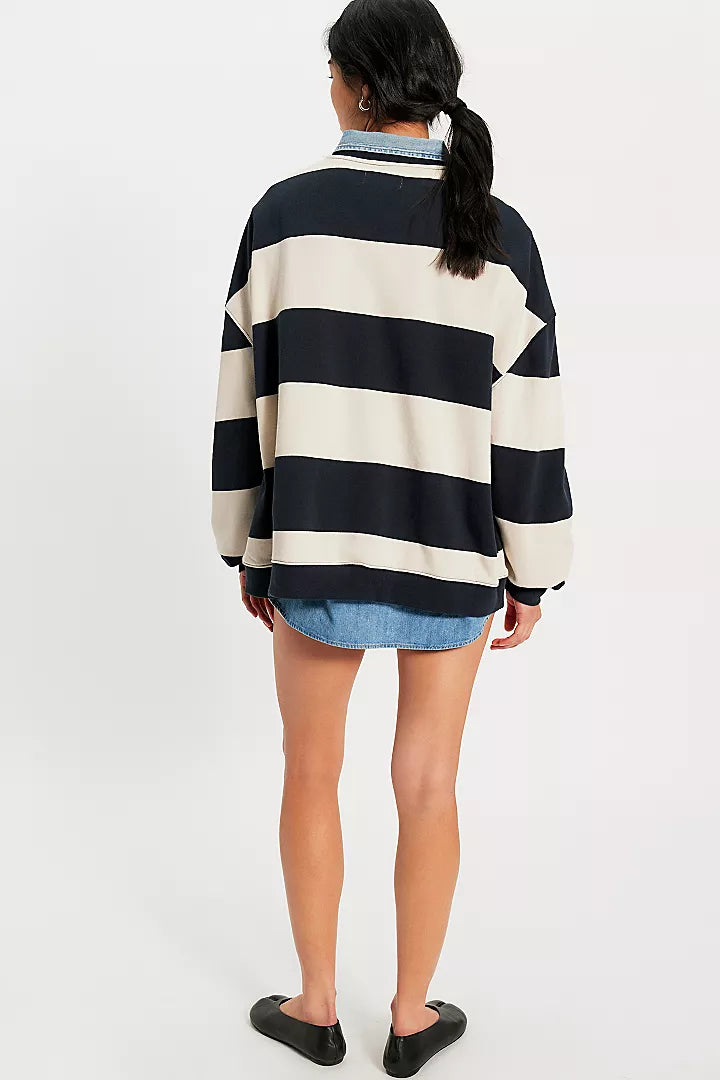 Free People Classic Striped Oversized Crewneck