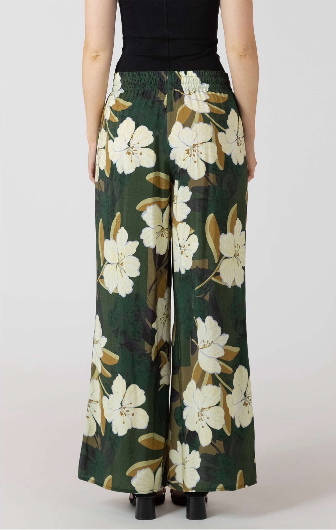 Dex Wide Leg Flowy Pants Palm Blossom