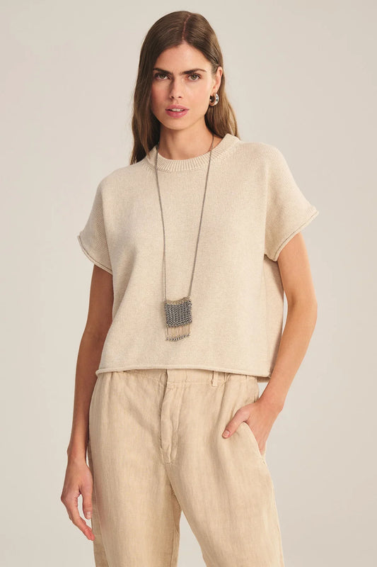 Velvet Keeny Cropped Cotton Cashmere Sweater Oat