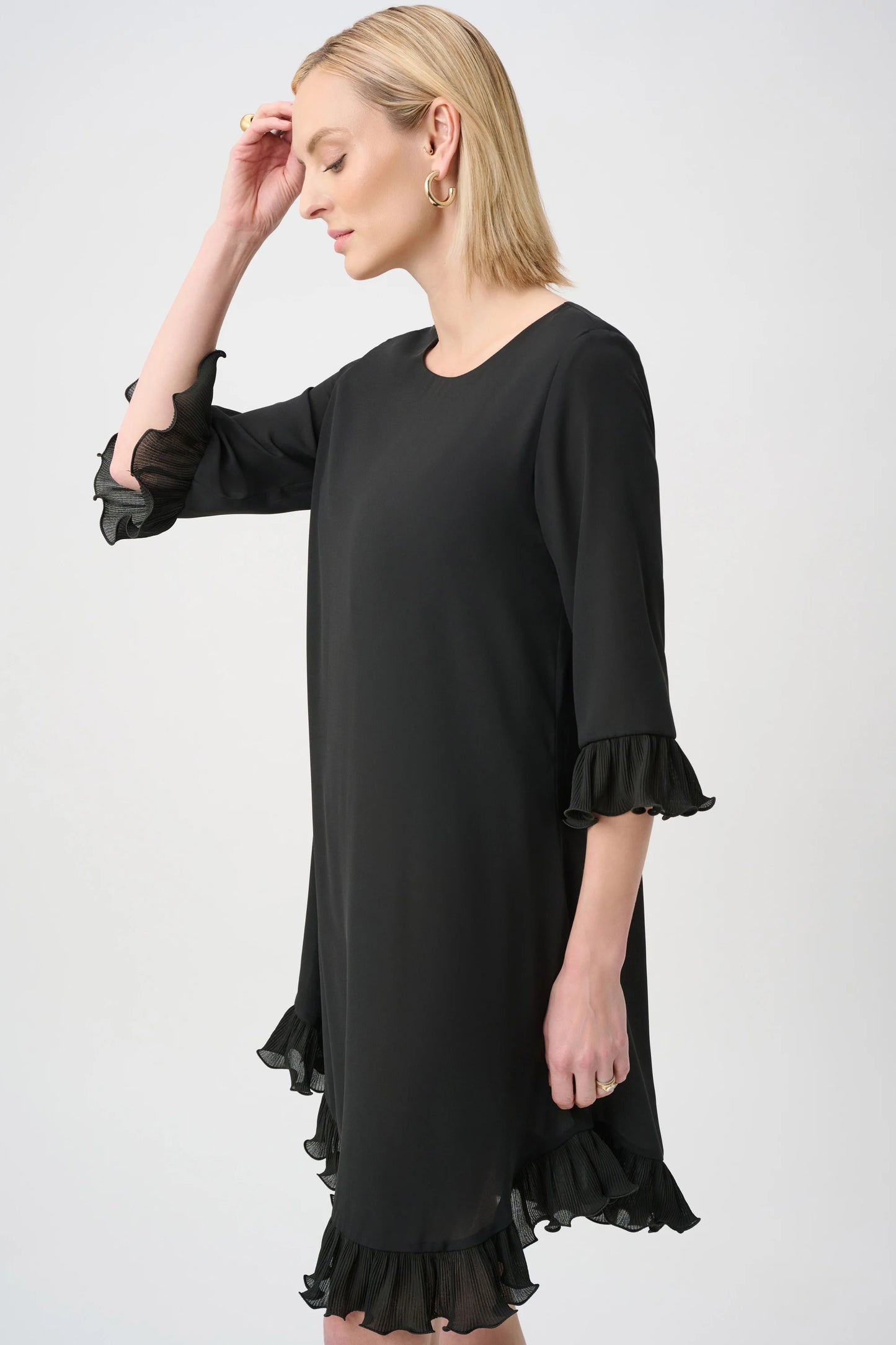 Georgette Ruffled-Trim Trapeze Dress
263189