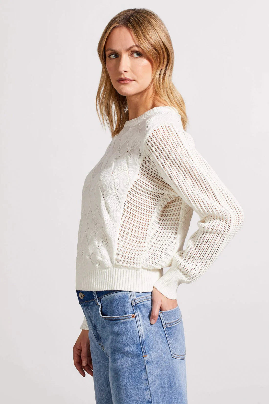 Tribal Dolman Crew Sweater Eggshell