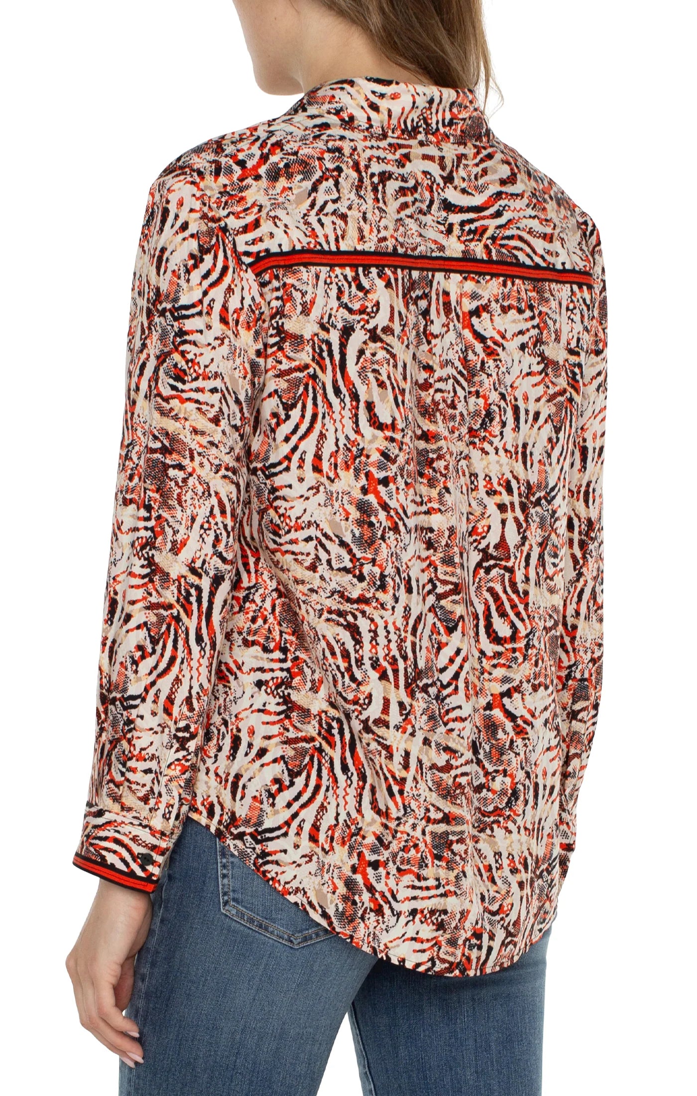 Liverpool Flap Pocket Button Up Blouse Abstract Print