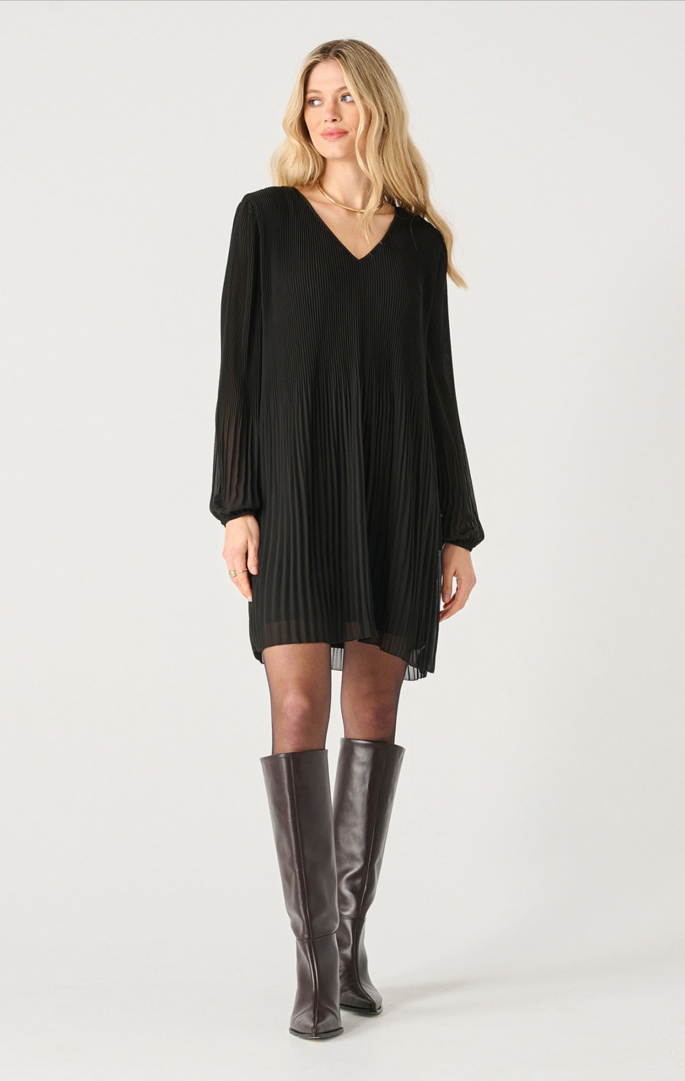 Dex Pleated Black Dress