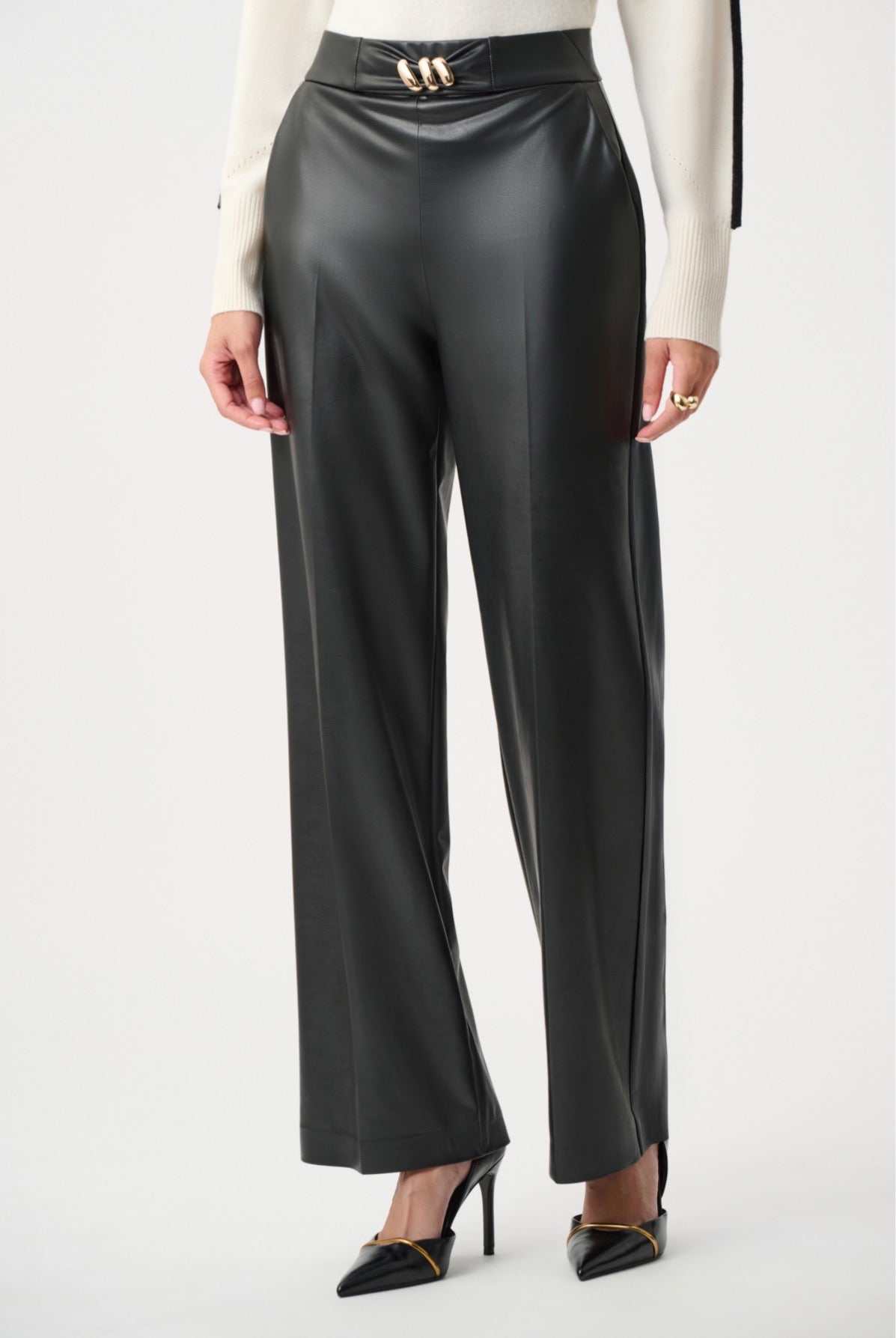 Joseph Ribkoff Leatherette Wide-Leg Pull-On Pants 263063