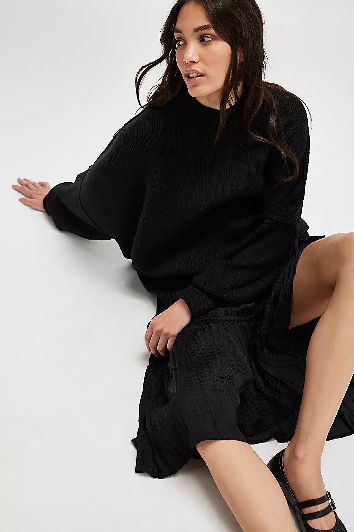 Free People Easy Street Tunic Sweater Black