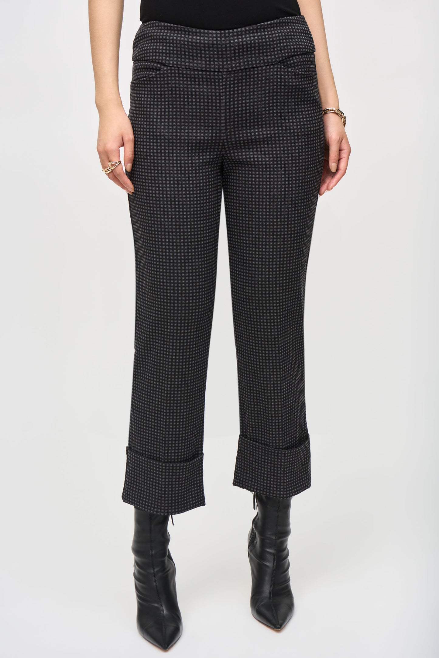 Woven Jacquard Check Print Cropped Pants
243262