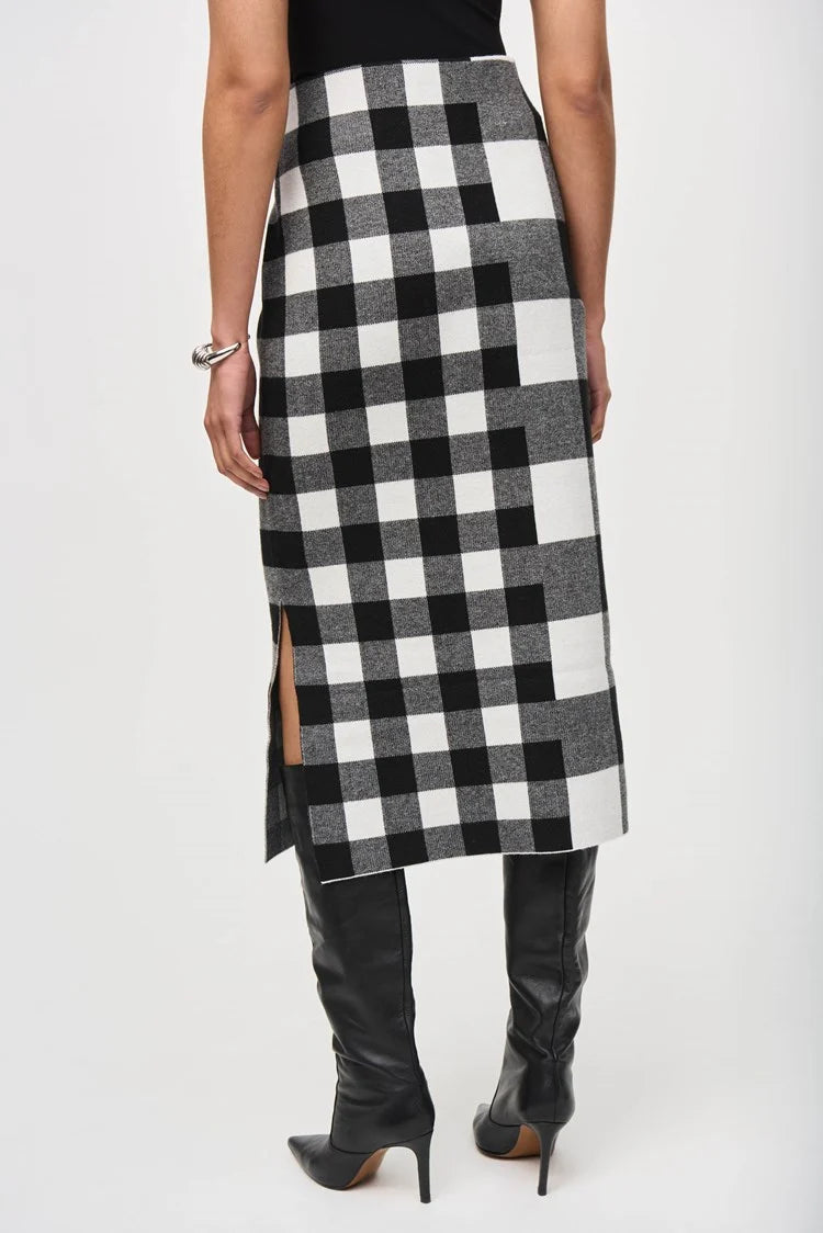 Joseph Ribkoff Plaid Jacquard Knit Skirt 243947