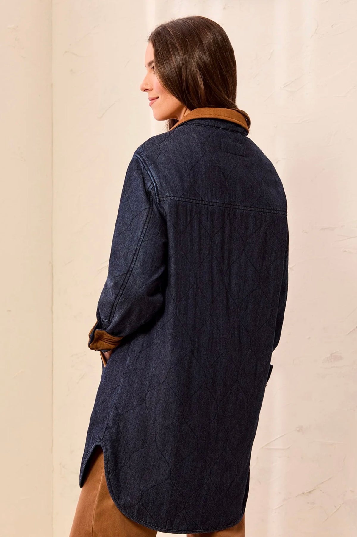 Tribal Denim Quilted Button Up Jacket
