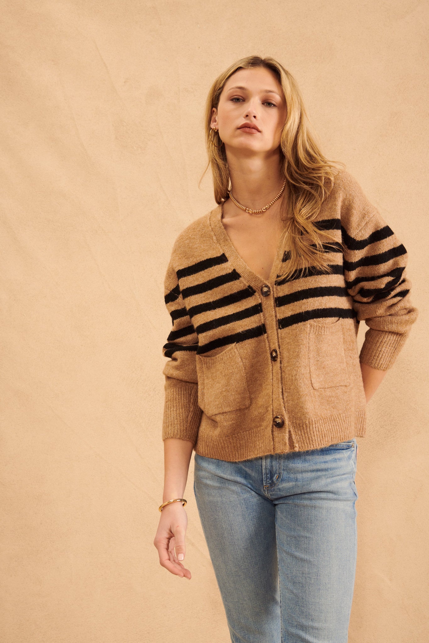 John & Jenn Stanley Cardigan Acorn Stripe