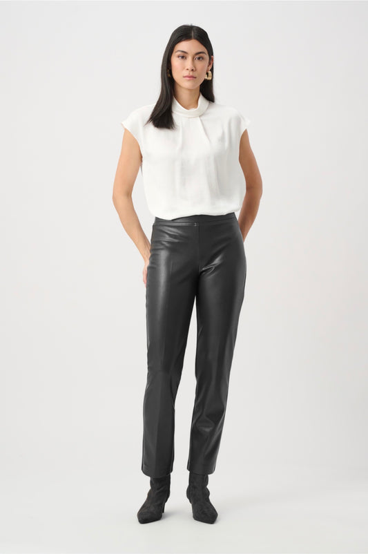 Joseph Ribkoff Bonded Leatherette Straight Pull-On Pants Black 263232