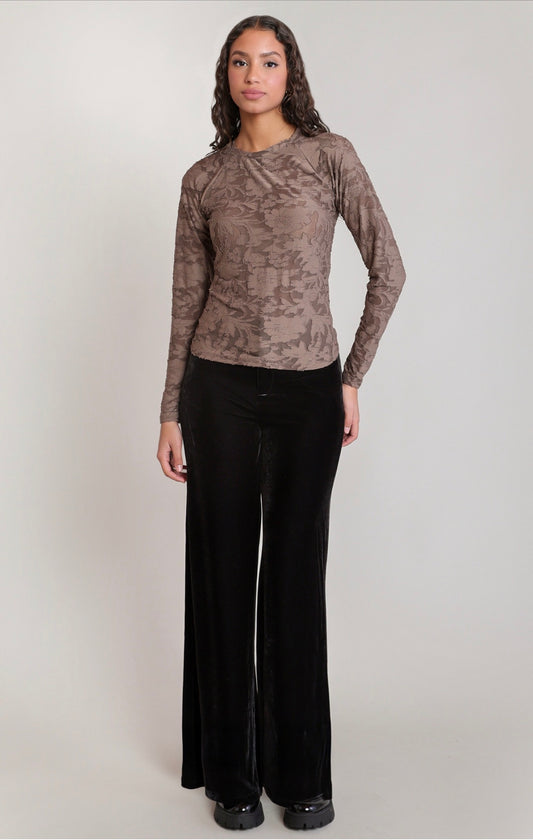 Dex Velvet Wide Leg Pants Black