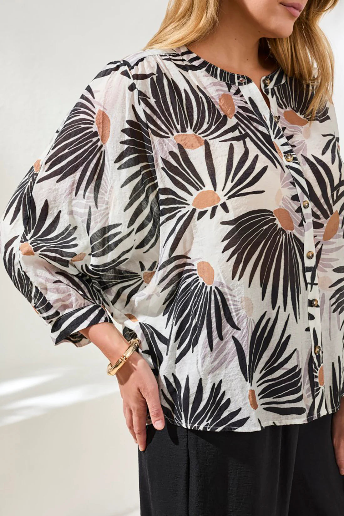 Tribal Flowy Dolman Sleeve Floral Blouse