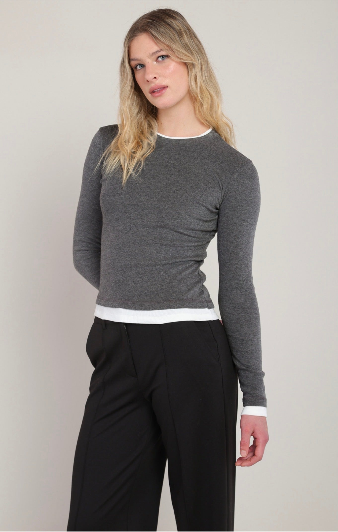 Room 34 Layered Top Charcoal