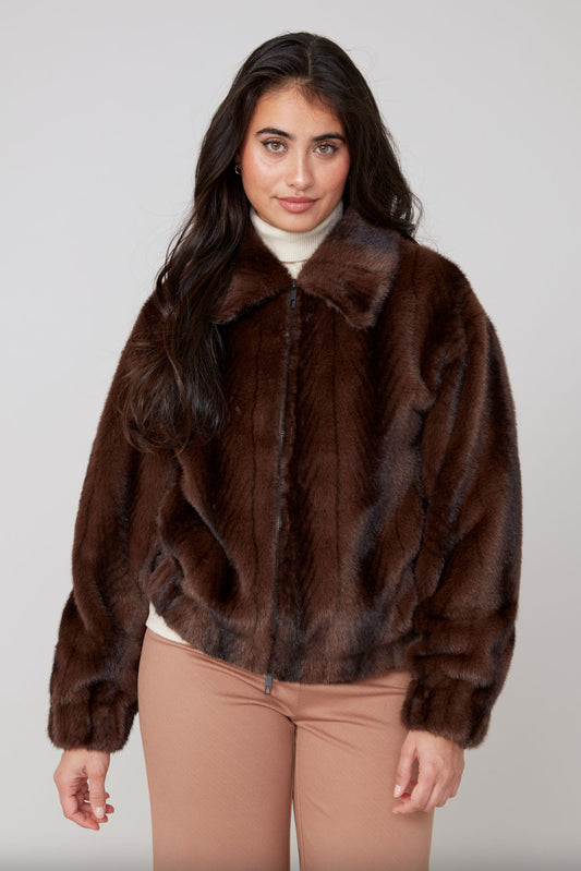 Renuar Faux Fur Jacket Chocolate