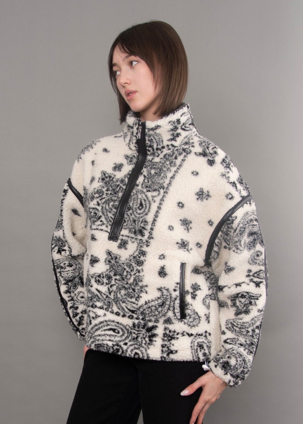 RD Style Mila Oversized Sherpa Half Zip Sweater