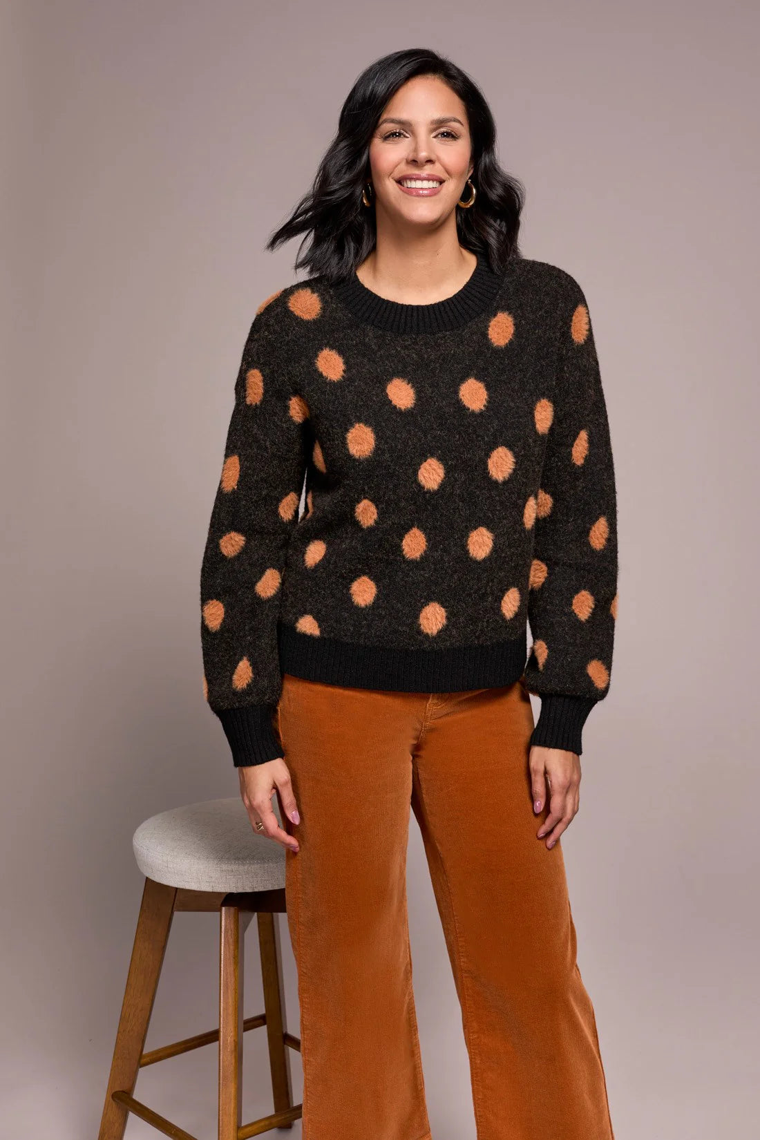 Tribal Crew Neck Polka Dot Sweater