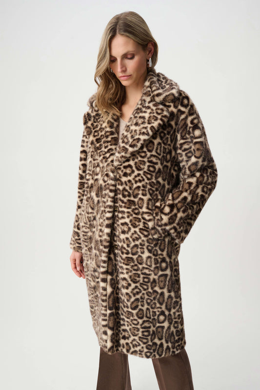 Faux Fur Leopard Print Straight Coat
263919