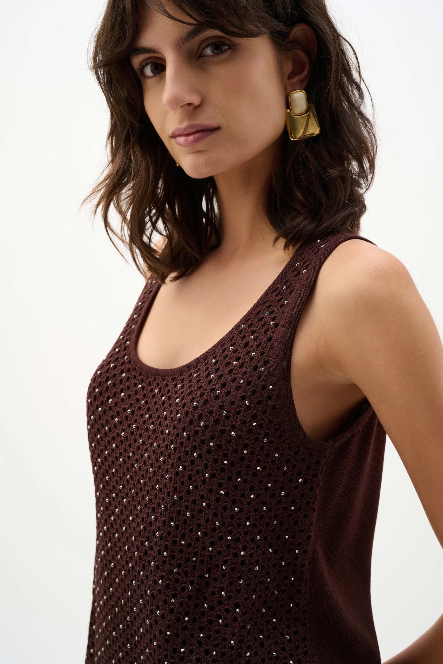 Joseph Ribkoff Embellished Knit Camisole Mahogany 262957