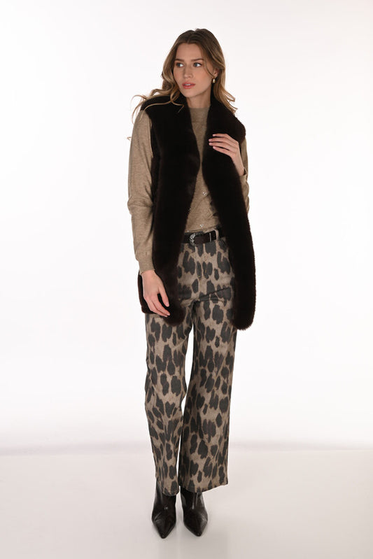 Frank Lyman Leopard Print Belted Trousers