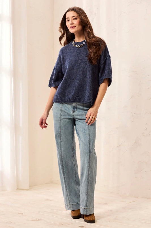Tribal Elbow Sleeve Crewneck Sweater Nightfall