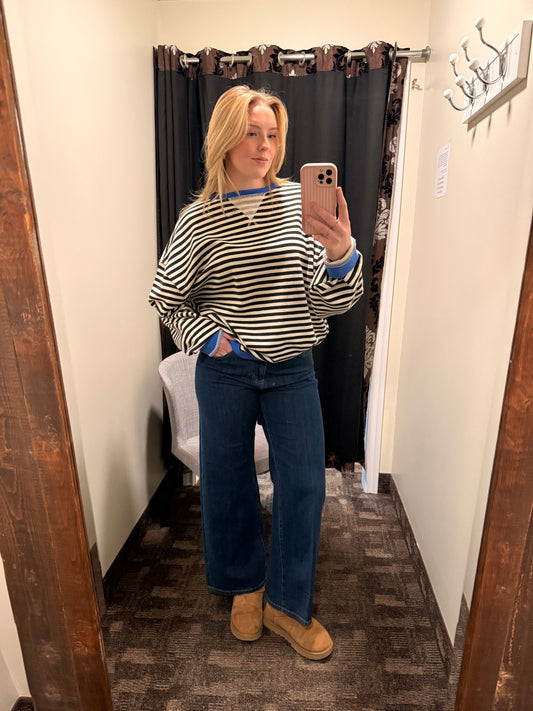 Classic Striped Oversized Crewneck