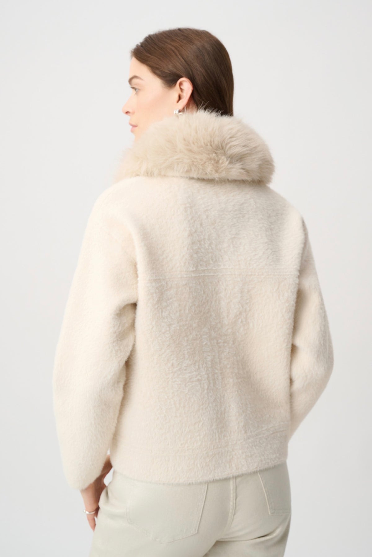 Joseph Ribkoff Detachable Faux Fur Collar Jacket Birch 264920