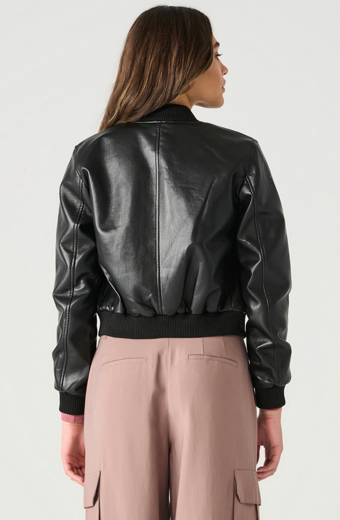 Faux Leather Bomber Jacket