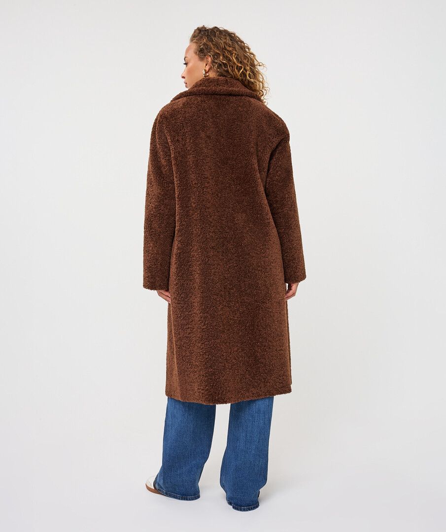 Esqualo Long Faux Fur Coat Cacao