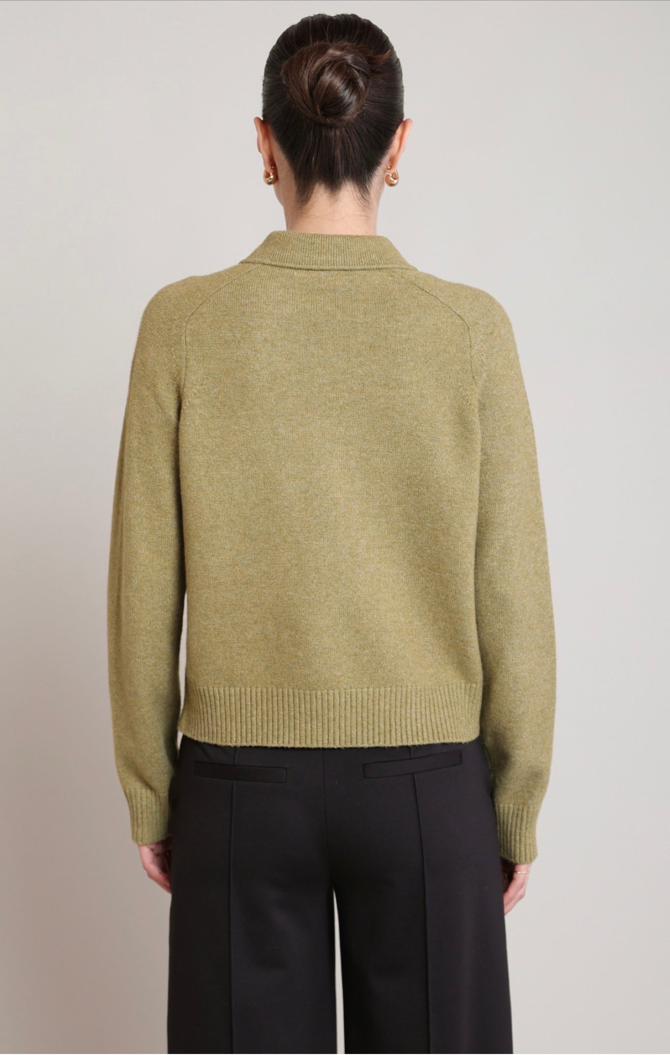 Black Tape Collared Cardigan Olive