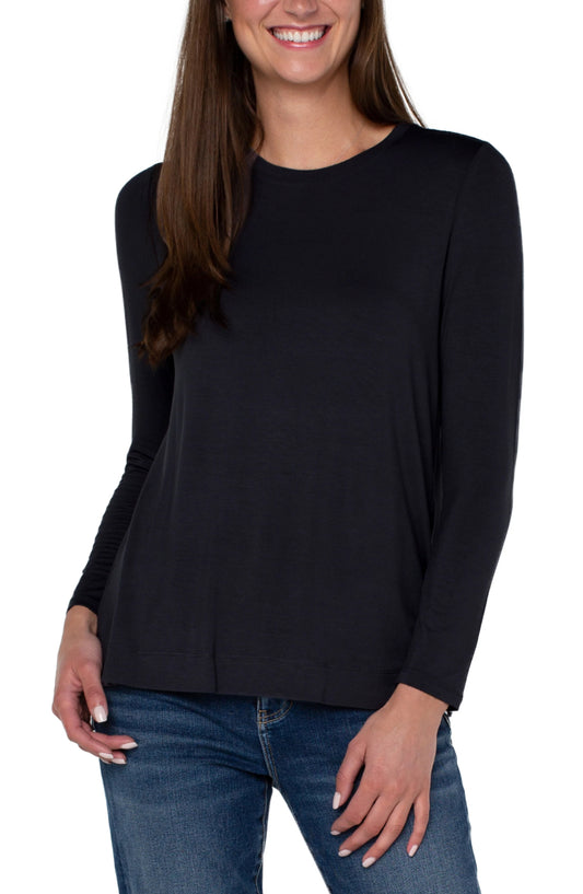 Liverpool Scoop Neck Top Black