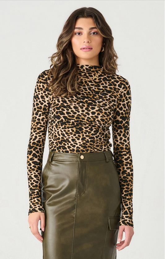 Dex High Neck Cheetah Print Top