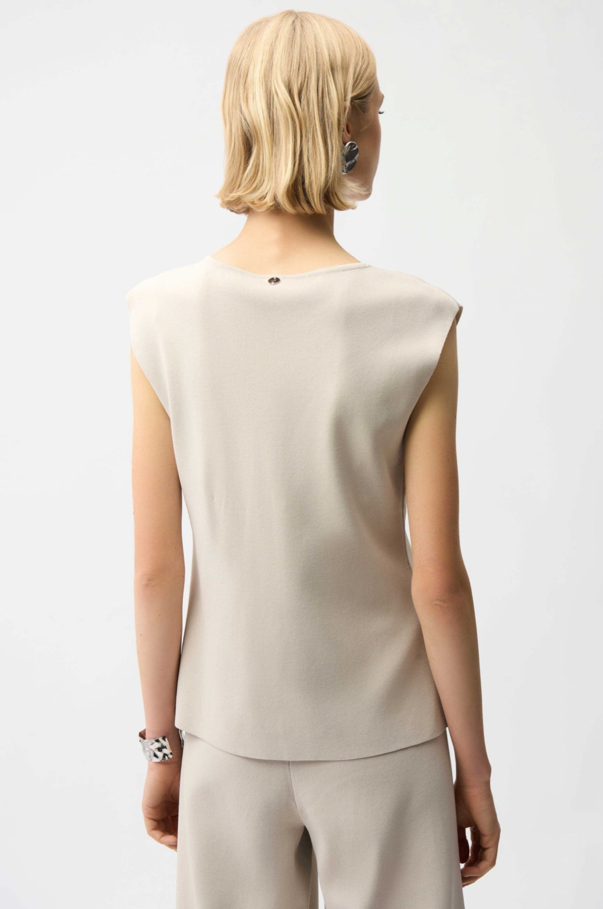 Joseph Ribkoff Viscose Blend Fitted Vest with Faux Welt Pockets 261938