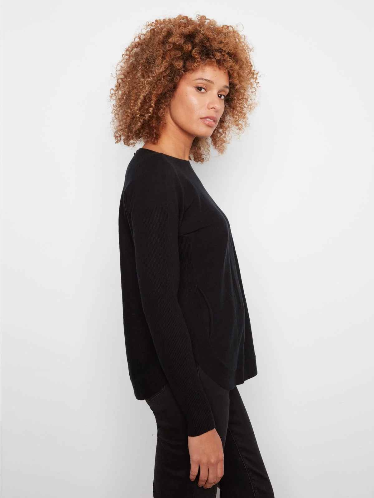Charlie B Lace Up Back Sweater Black