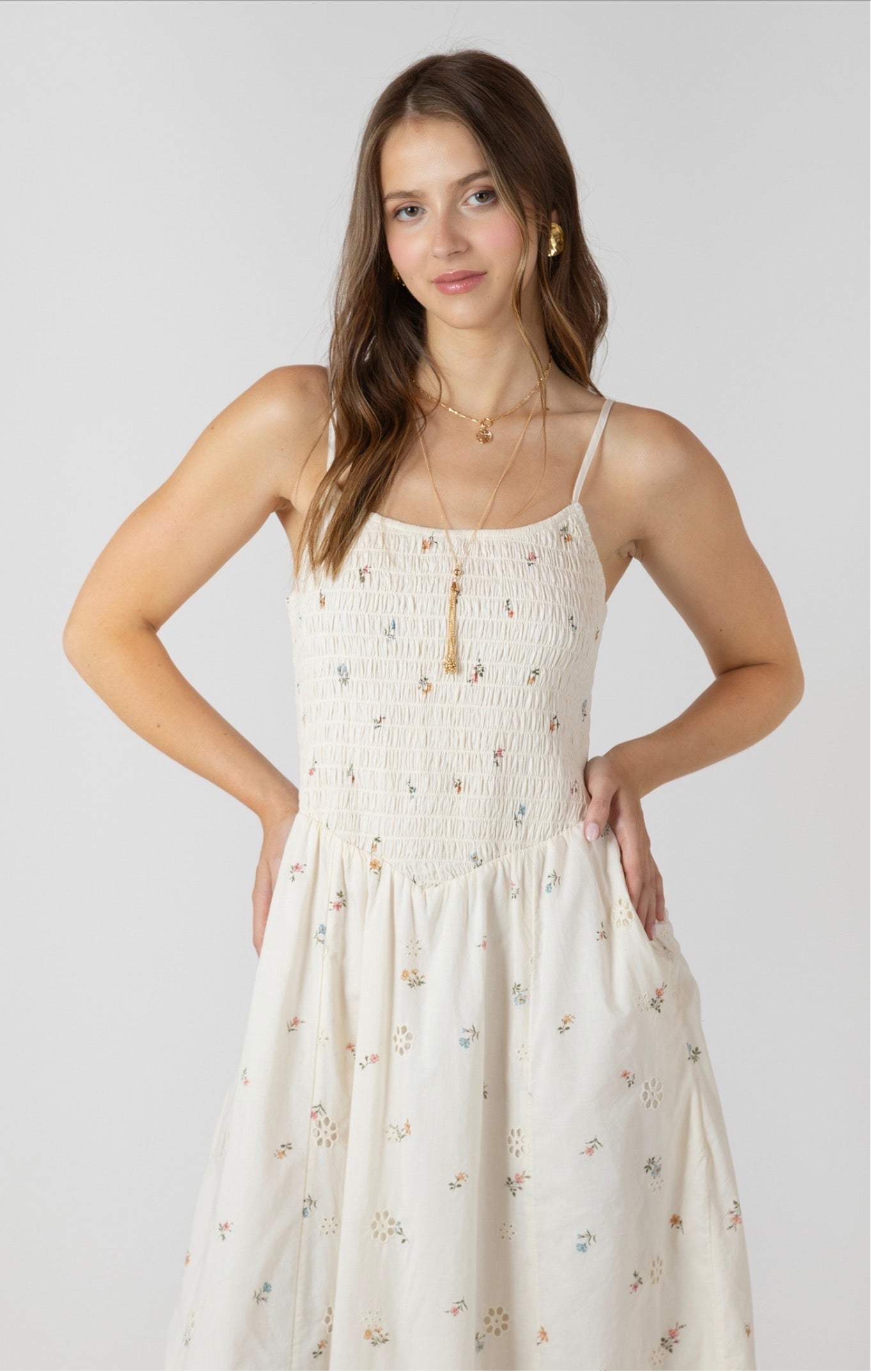Dex Smocked Detail Midi Dress
