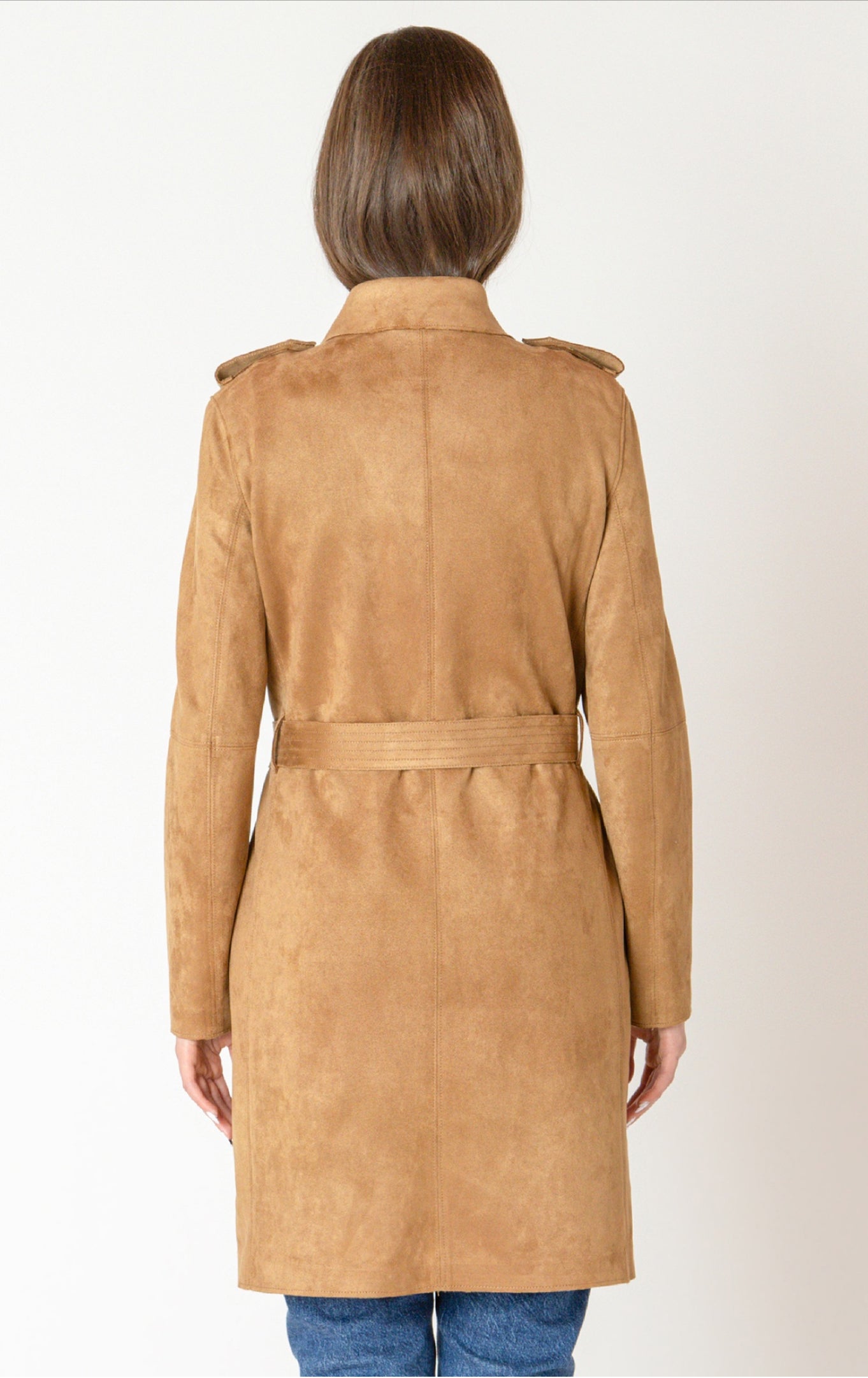 Black Tape Belted Trench Coat Camel
