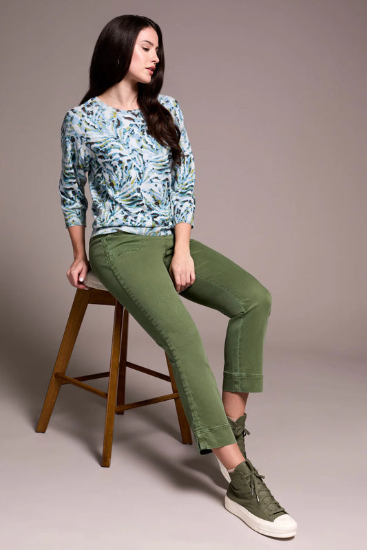 Tribal 3/4 Sleeve Sweater Mistblue