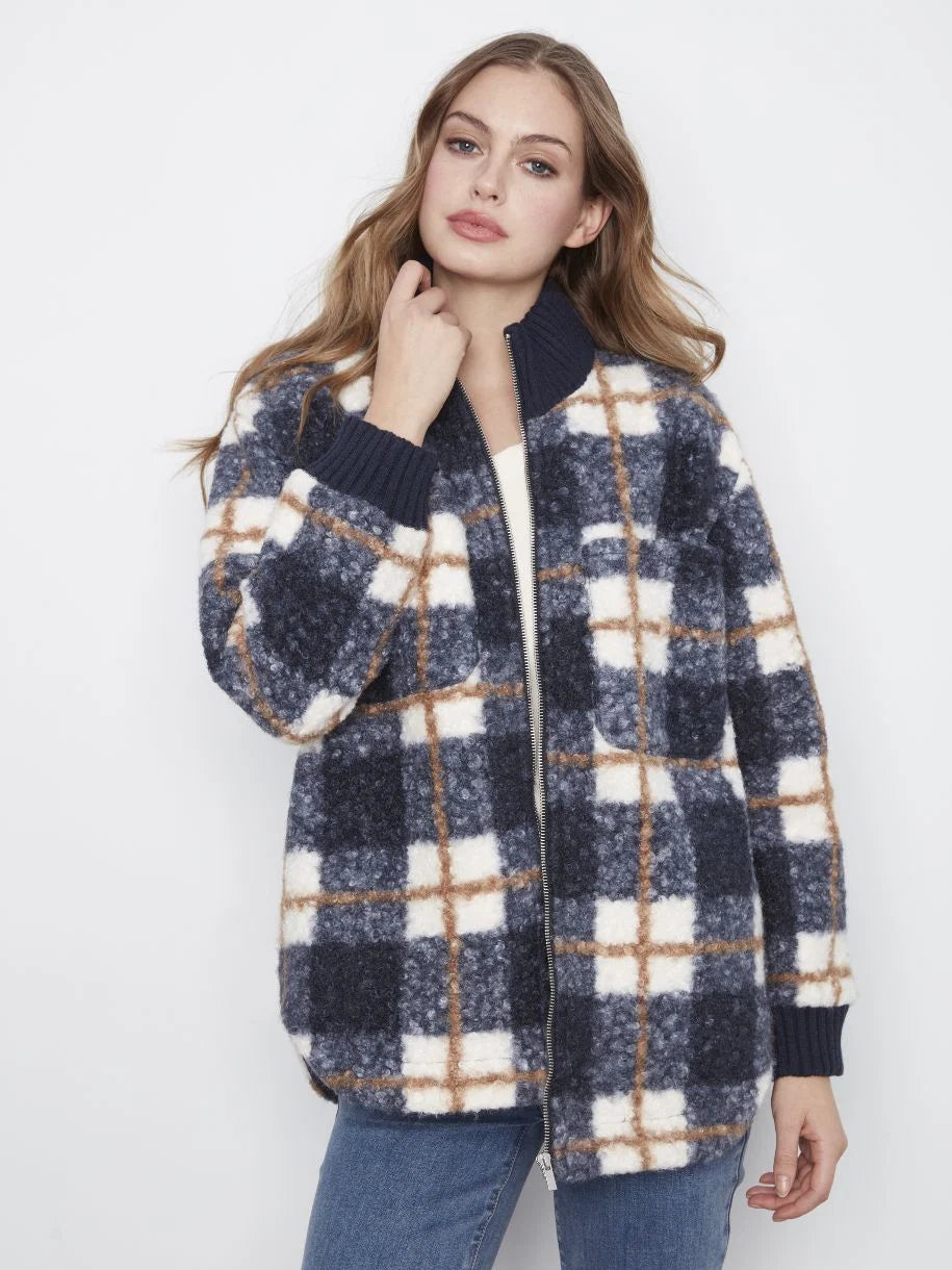 Charlie B Plaid Zip Up Jacket