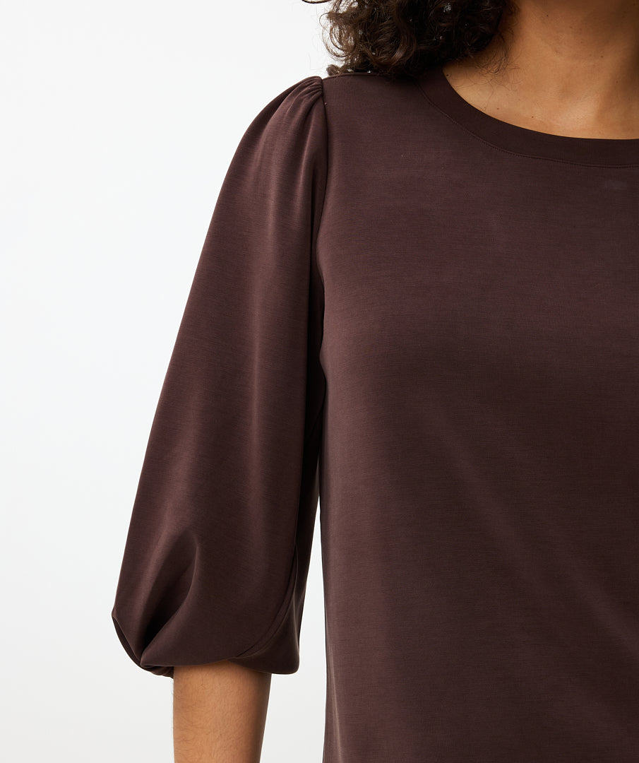 Esqualo Cinch Sleeve Top Brown