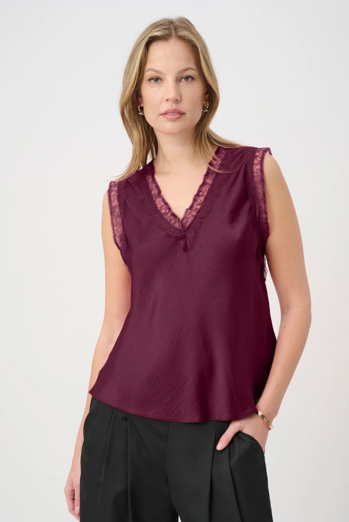 Joseph Ribkoff Recycled Satin Sleeveless Top Elderberry 264175