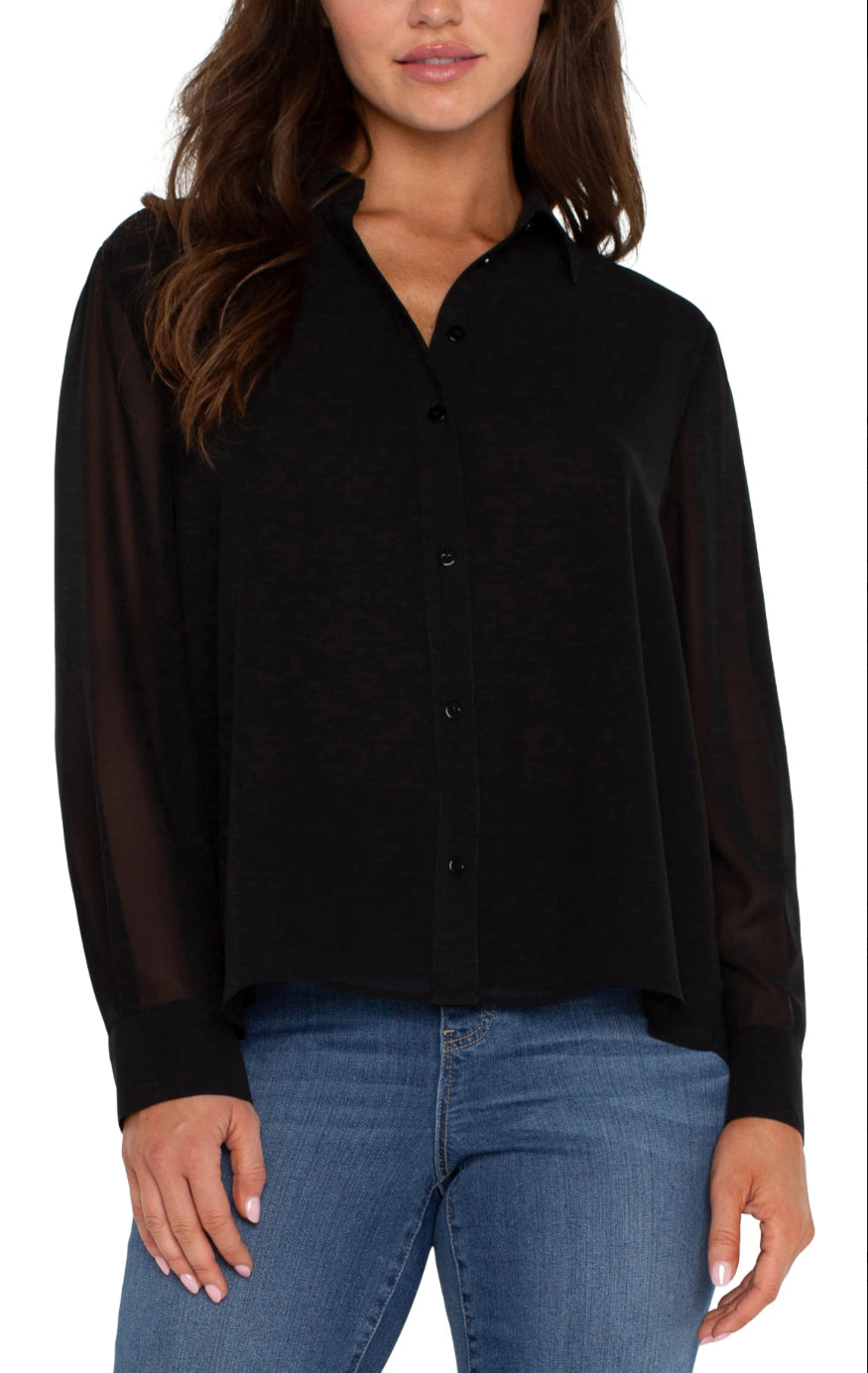 Liverpool Pleated Back Blouse Black