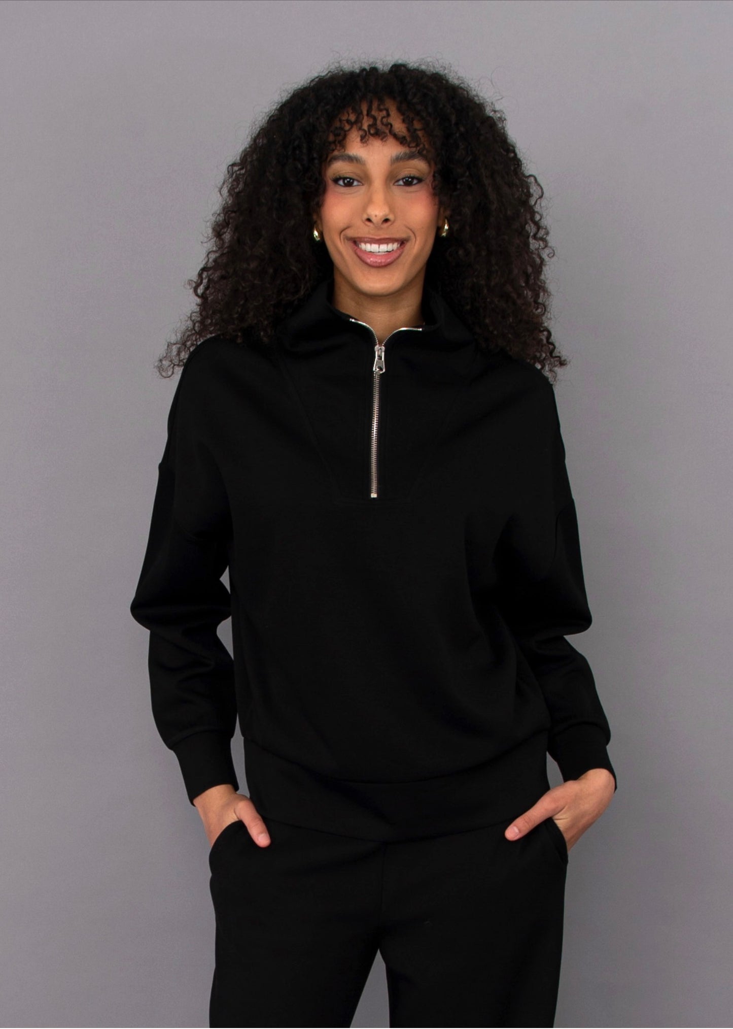 RD Style Seanni Soft Knit Half-Zip Pullover Black