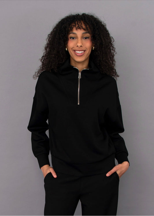 RD Style Seanni Soft Knit Half-Zip Pullover Black