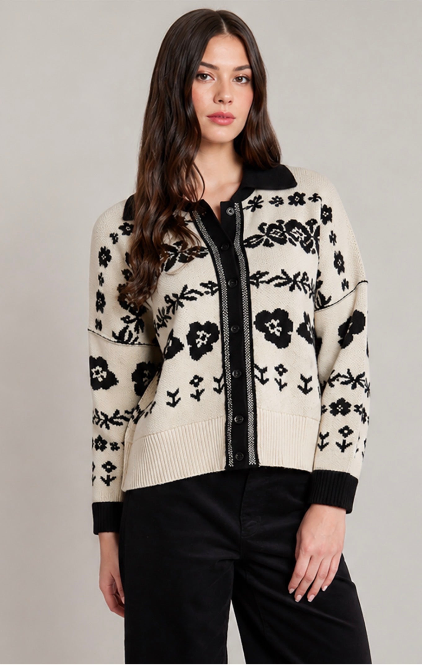 Dex Flower Jacquard Cardigan