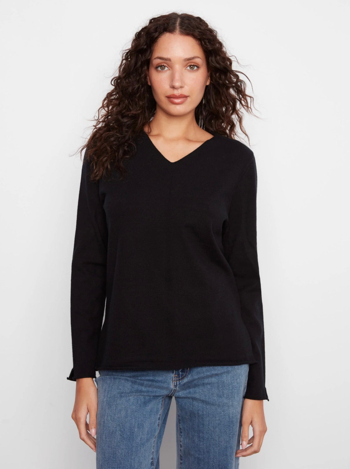 Charlie B Basic V-Neck Sweater Black