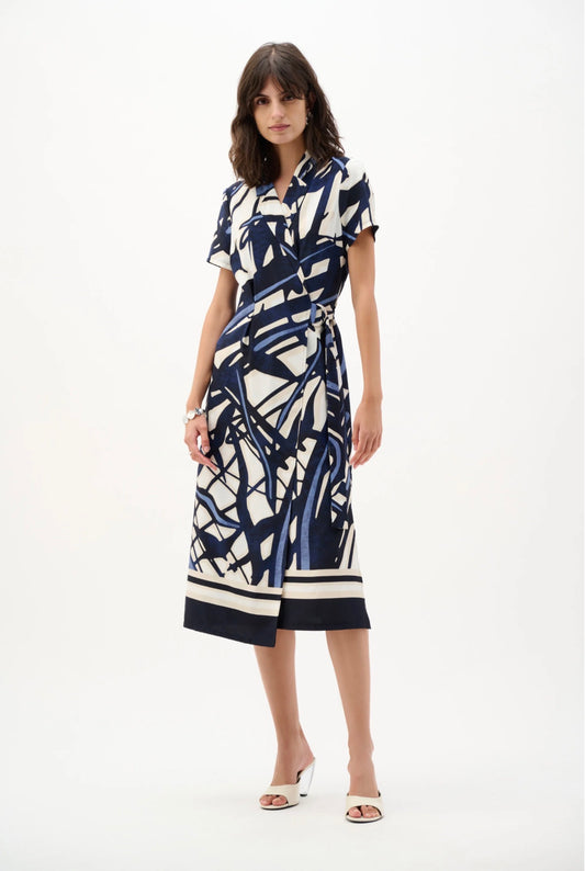 Joseph Ribkoff Recycled Woven Abstract Print Shirt Dress 262128