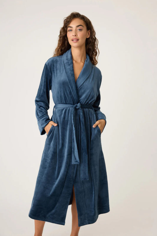 PJ Salvage Velvety Velour Robe Navy