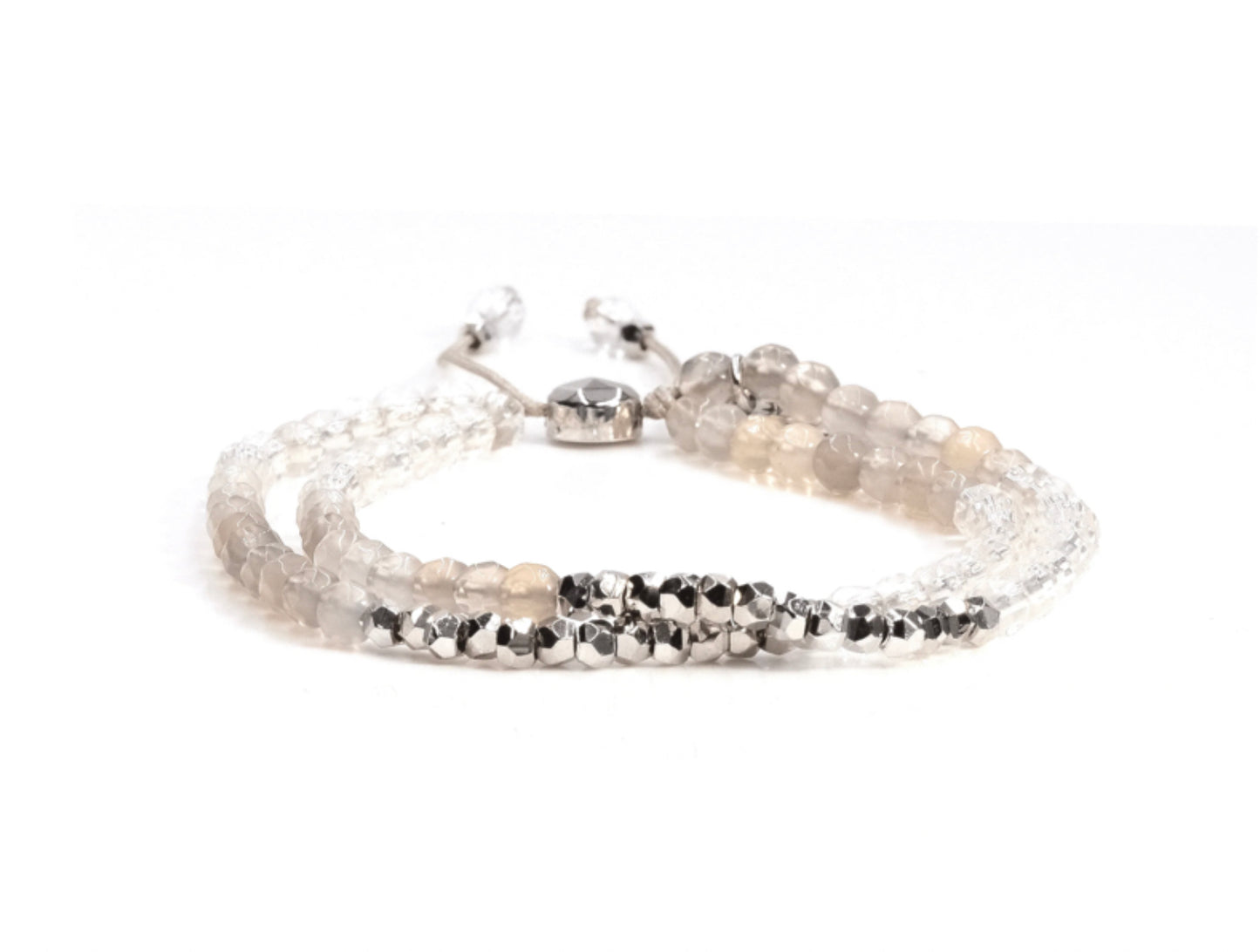 Eliasz and Ella Silver Sun Doublestrand Stone Bracelet